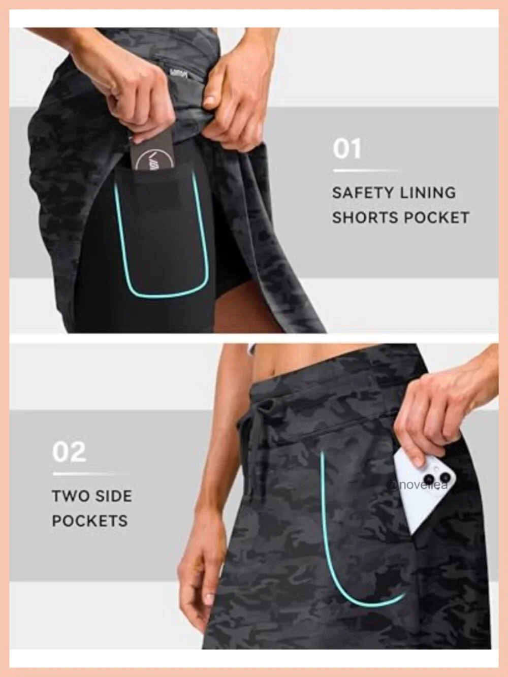High Waisted Midi Skorts for Women with Pockets Built-in Shorts Lightweight